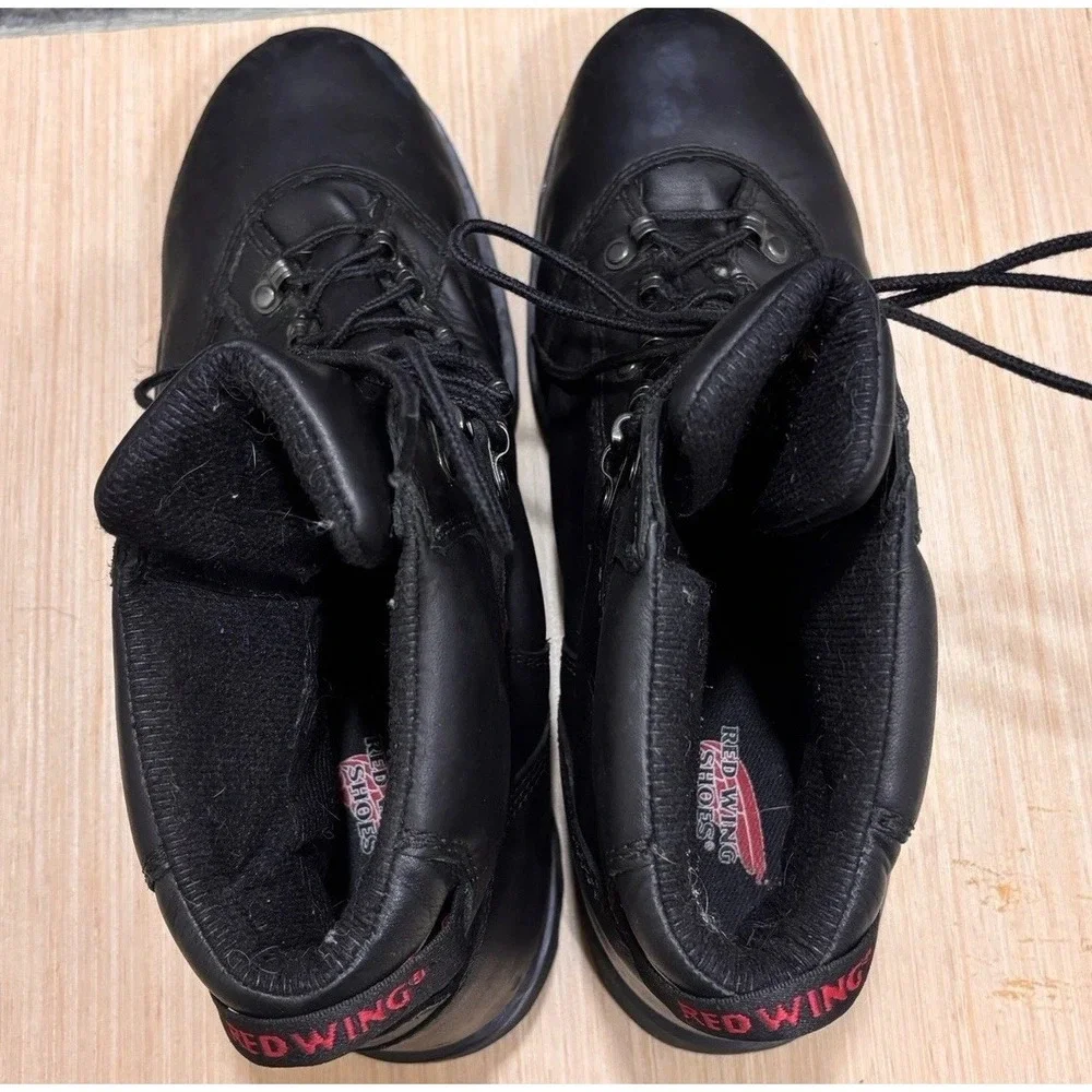 Red Wing Boots Men 12 Black Leather Steel Toe Waterproof Vibram Soles Work